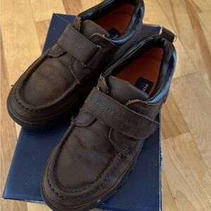 Boys Ralph Lauren Polo Sport, Chocolate Myron EZ Leather Shoe, Size 4 1/2